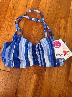 Freya Blue and White Striped Bikini Top